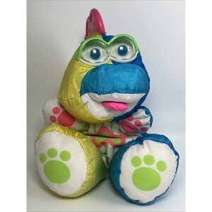 Vintage Fisher Price Puffalump Dinosaur Plush‎ 1991 Googly Eyes Nylon 8in Used